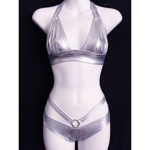 BRAND NEW Metallic Silver Sexy Bikini, One Size